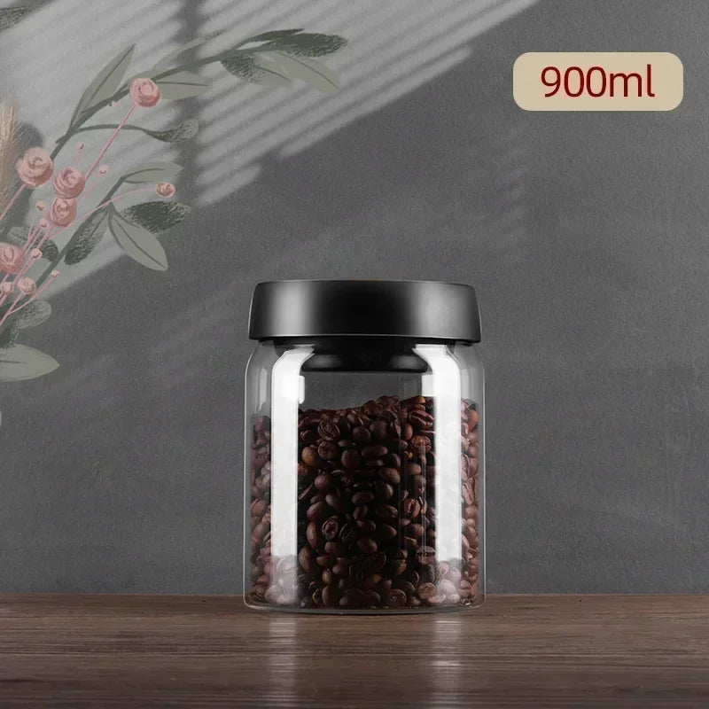 Economic 500ml Vacuum Sealed Jug Coffee Beans Glass Airtight Canister Food Grains Candy Keep Fresh Storage Kitchen Accessories