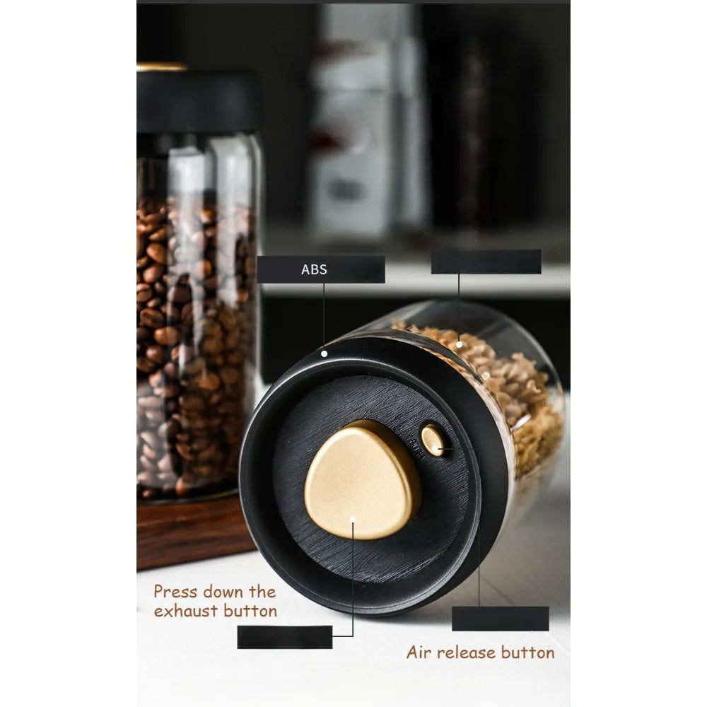Economic 500ml Vacuum Sealed Jug Coffee Beans Glass Airtight Canister Food Grains Candy Keep Fresh Storage Kitchen Accessories