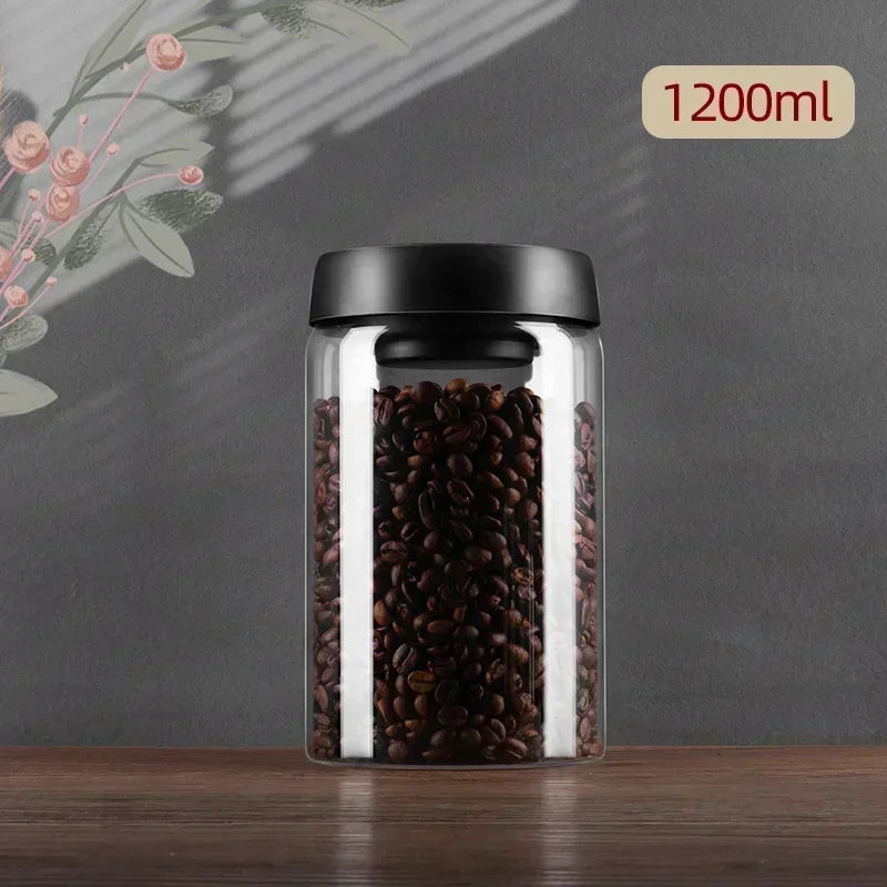 Economic 500ml Vacuum Sealed Jug Coffee Beans Glass Airtight Canister Food Grains Candy Keep Fresh Storage Kitchen Accessories