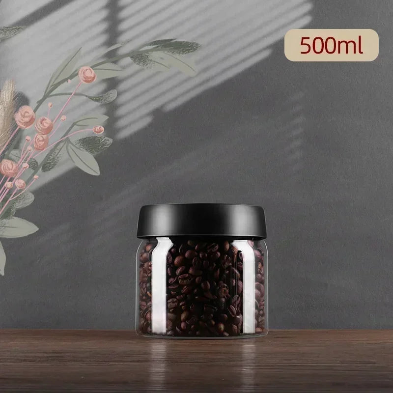 Economic 500ml Vacuum Sealed Jug Coffee Beans Glass Airtight Canister Food Grains Candy Keep Fresh Storage Kitchen Accessories