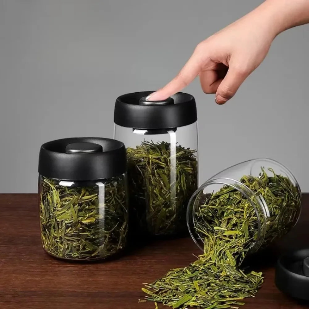 Economic 500ml Vacuum Sealed Jug Coffee Beans Glass Airtight Canister Food Grains Candy Keep Fresh Storage Kitchen Accessories