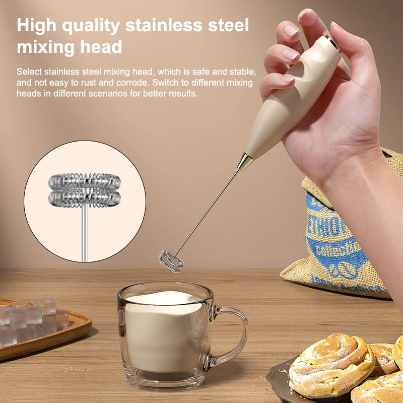Wireless Electric Milk Frother Mixer Battery-Powered Handheld Foamer Coffee Cream Soup Peanut Butter Egg Whisk Baking Accessor