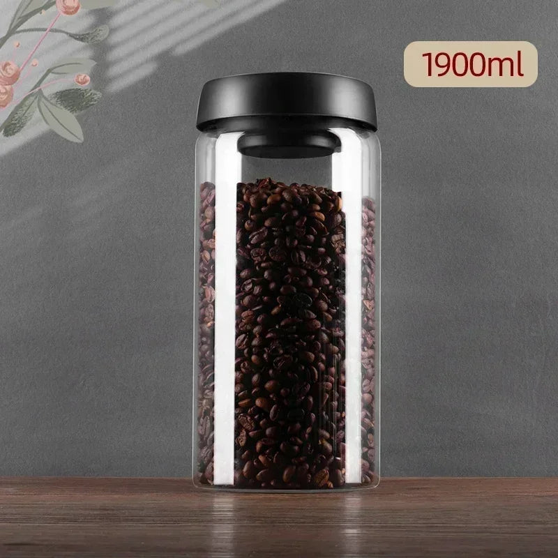 Economic 500ml Vacuum Sealed Jug Coffee Beans Glass Airtight Canister Food Grains Candy Keep Fresh Storage Kitchen Accessories